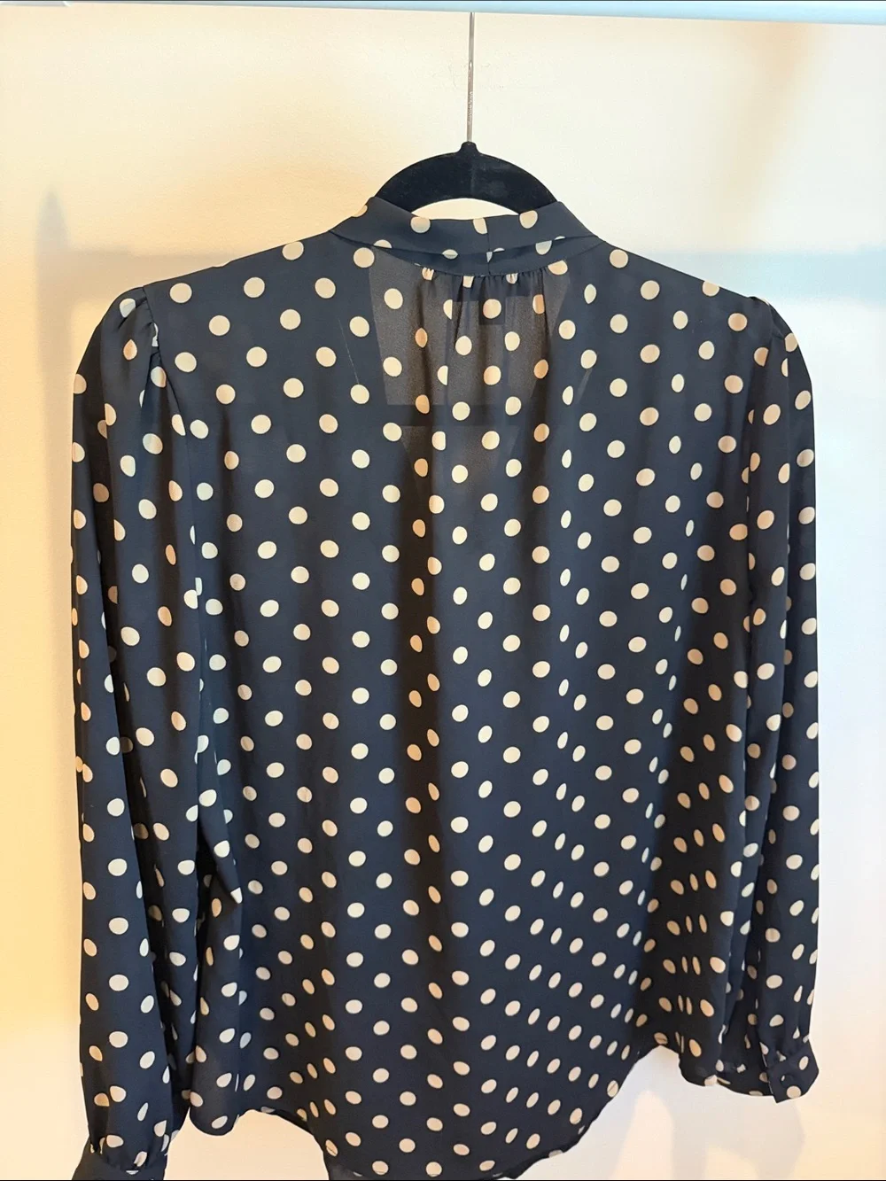 JCrew Black Polka Dot Long-Sleeve Blouse